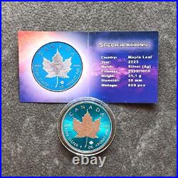 2023 1oz Silver Silver Maple Leaf Blue Blue Space Canada Canada NEW ONLY 500 BU #2