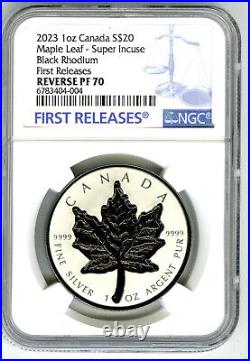 2023 $20 Canada Super Incuse Maple Leaf Black Rhodium Ngc Pf70 Silver Rev Proof