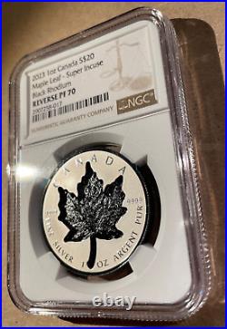 2023 Canada $20 Maple Leaf Super Incuse Black Rhodium NGC Reverse PF 70 Top Pop