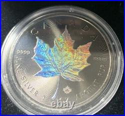 2023 Canada 999 Silver Maple Leaf Black Holographic With Cert Mintage 250 Only