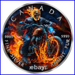 2023 Canada Maple Dark Riders Burning Rider 1oz Silver Colorized Coin