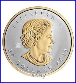 2023 Canada Maple Leaf Reverse Proof 1 oz Silver Gilt UHR Ultra High Relief NEW