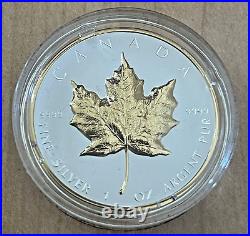 2023 Canada Maple Leaf Reverse Proof 1 oz Silver Gilt UHR Ultra High Relief NEW
