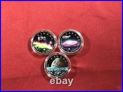 2023 Canada The Universe 3 coin set with Polar Lights, Planetar Ring, Milky Way