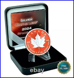 2024 1OZ Silver Silver Maple Leaf 24kt Space Red Red Canada Canada NEW ONLY 250 PIECES