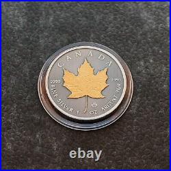 2024 1oz Silver Silver Maple Leaf 24kt Gold Treasure Canada Canada NEW ONLY 250 3