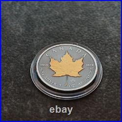 2024 1oz Silver Silver Maple Leaf 24kt Gold Treasure Canada Canada NEW ONLY 250 3