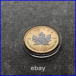 2024 1oz Silver Silver Maple Leaf 24kt Space Gold Canada Canada NEW ONLY 500 BU #2