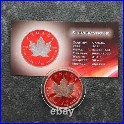 2024 1oz Silver Silver Maple Leaf 24kt Space Red Canada Canada NEW ONLY 250 BU #2