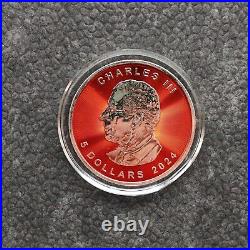 2024 1oz Silver Silver Maple Leaf 24kt Space Red Canada Canada NEW ONLY 250 BU #2