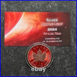 2024 1oz Silver Silver Maple Leaf 24kt Space Red Canada Canada NEW ONLY 250 BU #2