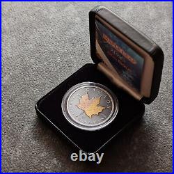 2024 1oz Silver Silver Maple Leaf Dual 24kt Gold Gilded Canada Canada NEW 250ST3