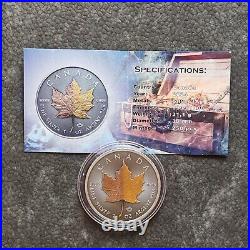 2024 1oz Silver Silver Maple Leaf Dual 24kt Gold Gilded Canada Canada NEW 250ST3