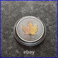 2024 1oz Silver Silver Maple Leaf Dual 24kt Gold Gilded Canada Canada NEW 250ST3