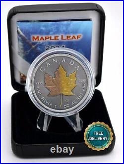 2024 1oz Silver Silver Maple Leaf Dual 24kt Gold Gilded Canada Canada NEW NUR250