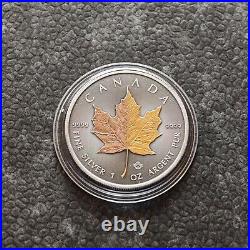 2024 1oz Silver Silver Maple Leaf Dual 24kt Gold Gilded Canada Canada NEW NUR250