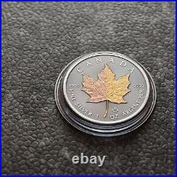 2024 1oz Silver Silver Maple Leaf Dual 24kt Gold Gilded Canada Canada NEW NUR250