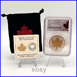 2024 $20 SUPER INCUSE SILVER MAPLE LEAF w GOLD GILT 1 oz. 9999 NGC PF70 FDOI