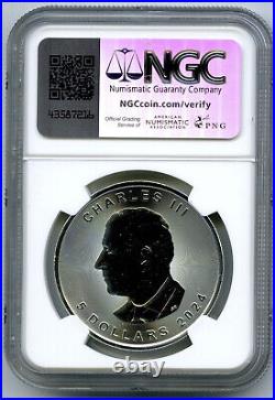 2024 $5 Canada 1oz Silver Kciii Maple Leaf Ngc Ms70 First Releases Blue Label