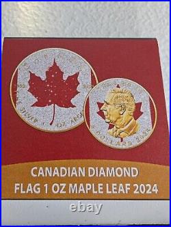 2024 Canada Maple Leaf Diamond Flag 1 Oz 9999 Silver. Gilded. Mintage 500