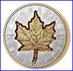 2024 Canada Super Incuse Maple Leaf 1 Oz 9999 Silver Proof Gilded $20 Coin JP698