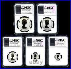 2025 Queen Elizabeth Silver 60th Maple Leaf Flag Ngc Pf70 5-coin Rev Proof Set