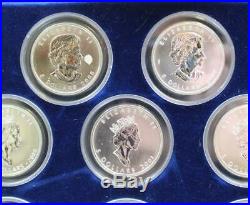 23x 1 oz Canada Silver Maple Leaf Date Set Complete Run 1988 to 2009 Display Cas