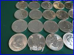 25 Canada Silver Maple Bullion Coin Stack Bulk Lot. 9999 1oz Silver Coins + Tube