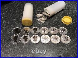 25 X 1oz 2011.9999 Silver Maple Leaf Coins In Canadian Mint Bullion Tube