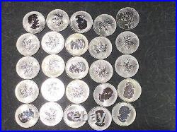 25 X 1oz 2011.9999 Silver Maple Leaf Coins In Canadian Mint Bullion Tube