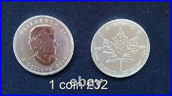 25 x 1 (1 tube) 1oz 2012 Silver Canadian Maple Leaf Bullion