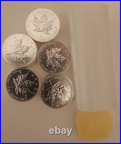 25 x 1oz 2011 Silver Canadian Maple Leaf Coins Full Tube #1
