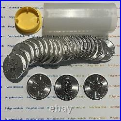 25 x 1oz Silver Canadian Maple Leaf Coins (QE II 2023) Full Tube (001)