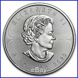 25 x 2020 1oz Silver Maple Leaf Bullion Coins in Canadian Mint Tube