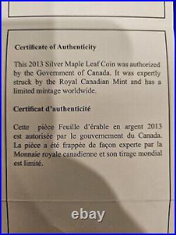 25th Aniversary 2013 Canadian Maple Leaf $50 Reverse Proof 5oz Silver Coin with