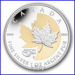 25th Anniversary Silver Maple Leaf 2013 1OZ Pure Silver Coin Canada Gold-plating