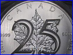 3 BU 2013 CANADA 25th Anniversary 1oz. 9999 Silver Maple Leaves. In Capsules