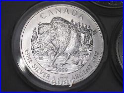 3 Silver Wood Bison 2013 Canadian Maple Leafs 1oz. 9999 Fine each CANADA. #49