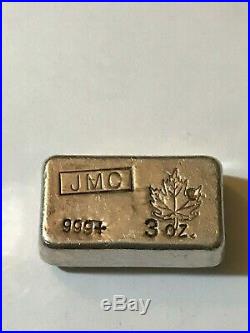 3 oz Johnson Matthey Canada (JMC) Canada Silver Bar Maple Leaf (Low Mintage)