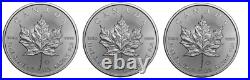 3 x 1 Oz Canadian Maple Silver Coin 2022, pure 999.9, New in free capsule