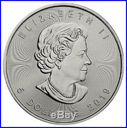 4 Rolls of 25 100 Coins 2019 Canada 1 oz Silver Maple Leaf $5 GEM BU SKU55539