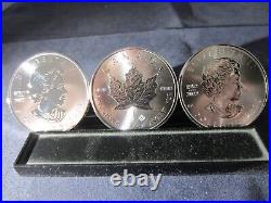 5 2023 $5 Silver Canadian Maple Leafs 1 TROY oz each -5 COINS TOTAL MS/BU
