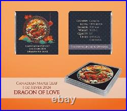 5$ Dollar Maple Leaf Dragon of Love Canada 1 OZ Silver 2024