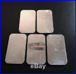 (5) ENGELHARD 1 oz. 999+ Silver Bars EI-11 Maple Leaf, Bull, No Border Reverse