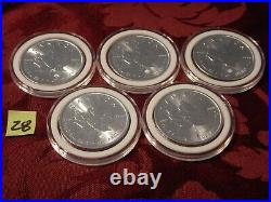 5 five coin lot 2018 Canada Maple Leaf Silver 1oz BU roll 2018 AirTite capsules