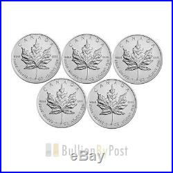 5 x 1oz Silver Maples UK Seller