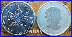 5 x 2020 1oz 9999 Fine Silver Maple Leaf Canadian Silver Bullion Coins 999