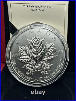 5oz $50 Royal Canadian Mint 2013 25th Anniversary of the Silver Maple Leaf Coin