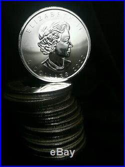 5x 2020 1oz Canadian Silver Maple Leaf Bullion Coin
