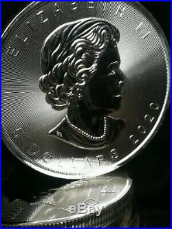 5x 2020 1oz Canadian Silver Maple Leaf Bullion Coin